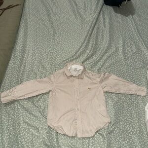 H&M Kids Beige and White Striped Button Down Shirt